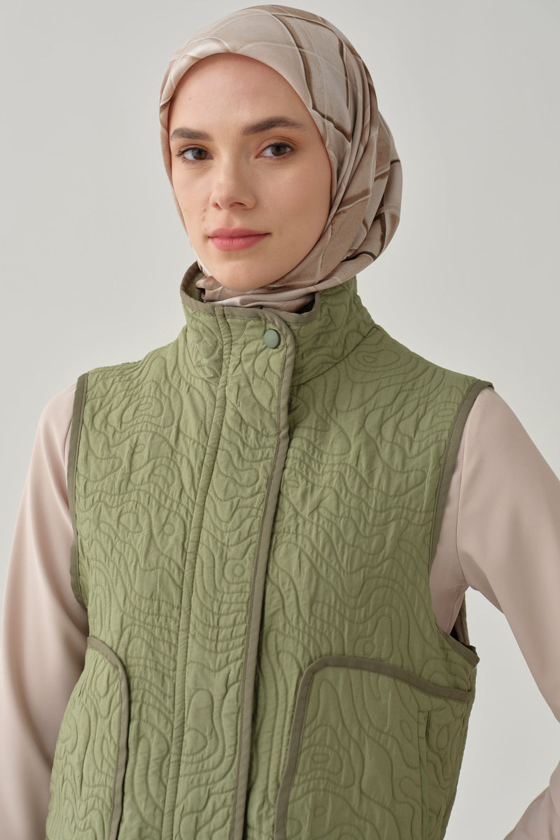 Grogren Biyeli Kısa Kapitone Yelek - Mint TUGBA