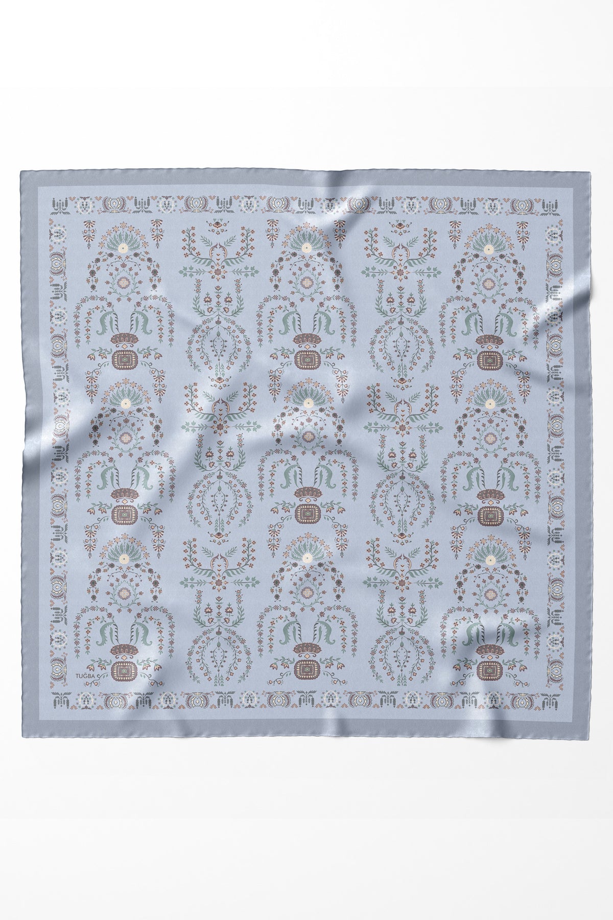 Gülşah %100 Twill İpek Eşarp - Açık Mavi