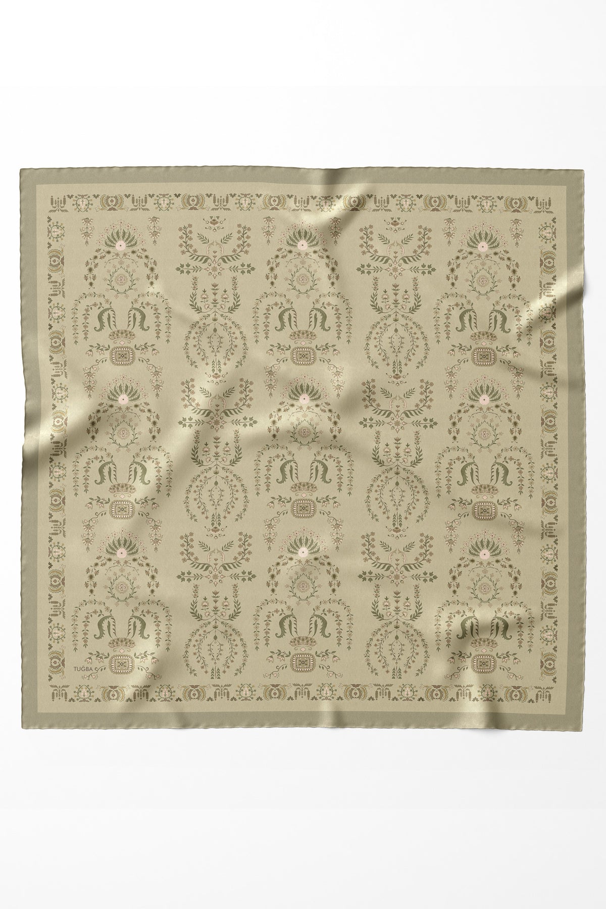 Gülşah %100 Twill İpek Eşarp - Açık Yeşil