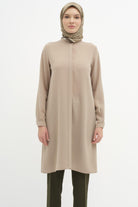 Hakim Yaka Gizli Patlı Tunik - Vizon TUGBA