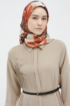 Hareketli Plise Parçalı Kemerli Tunik - Bej TUGBA