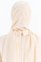 Hasır Desen Pamuk Şal - Ekru TUGBA