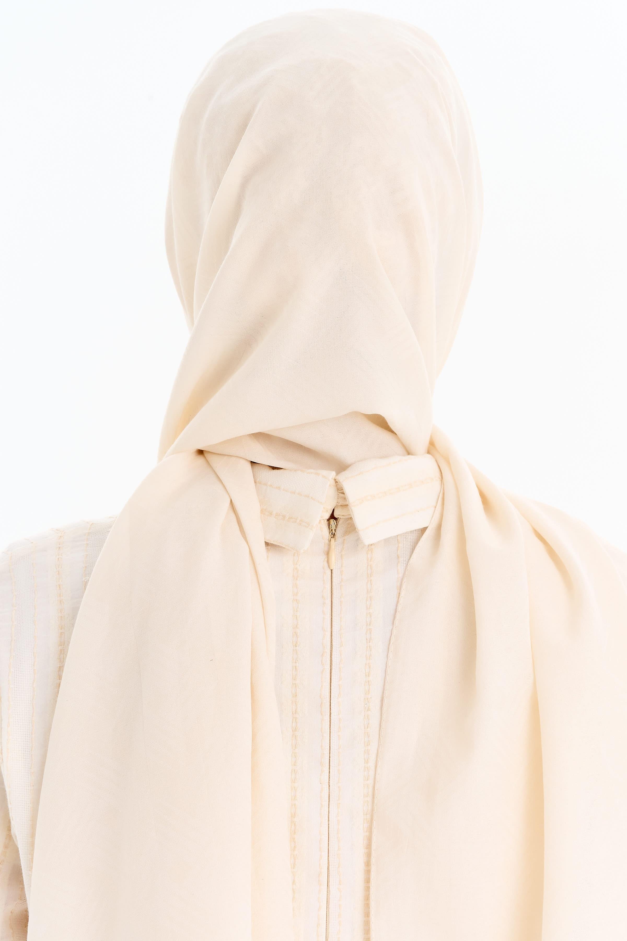 Hasır Desen Pamuk Şal - Ekru TUGBA