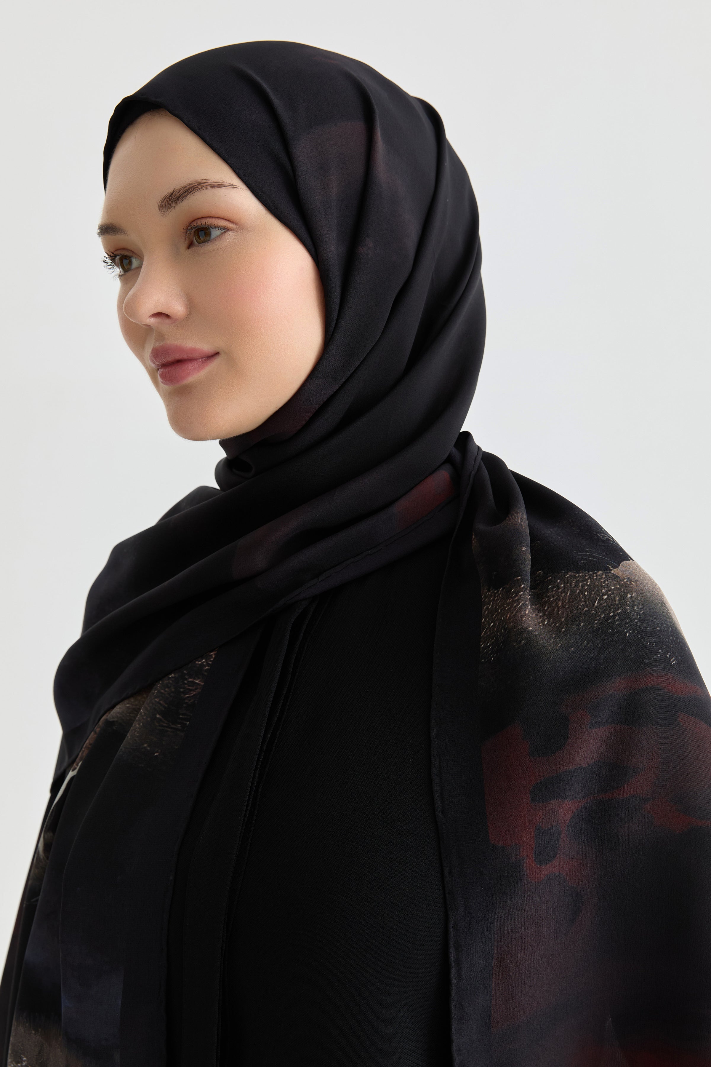 Maren Krep İpek Şal - Bordo TUGBA