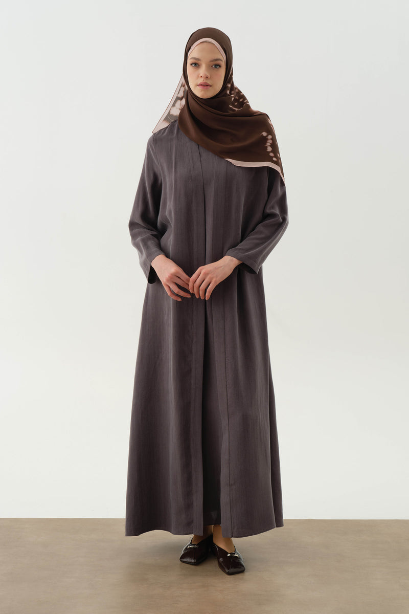 İçi Anvelop Kapamalı Abaya - Antrasit TUGBA