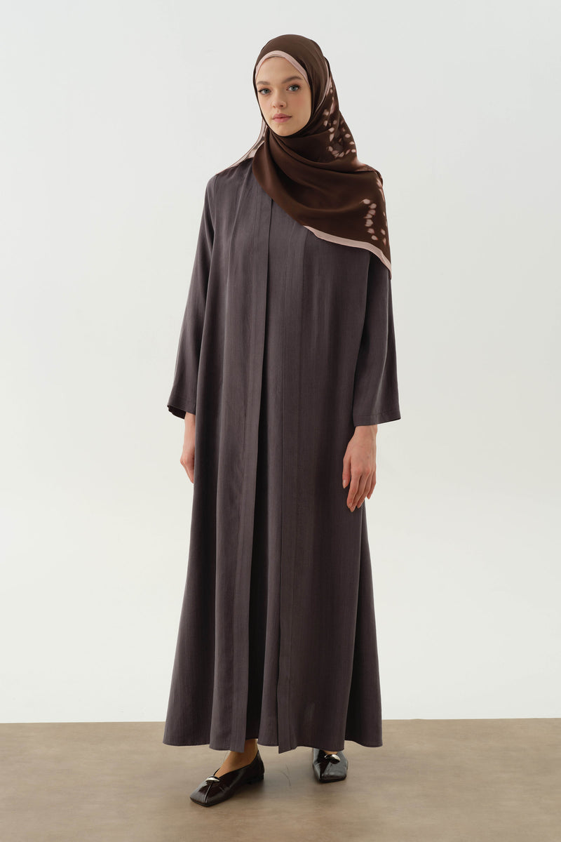 İçi Anvelop Kapamalı Abaya - Antrasit TUGBA