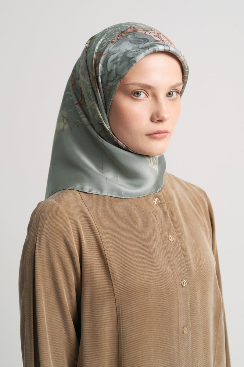 Rayiha %100 Twill İpek Eşarp - Çağla