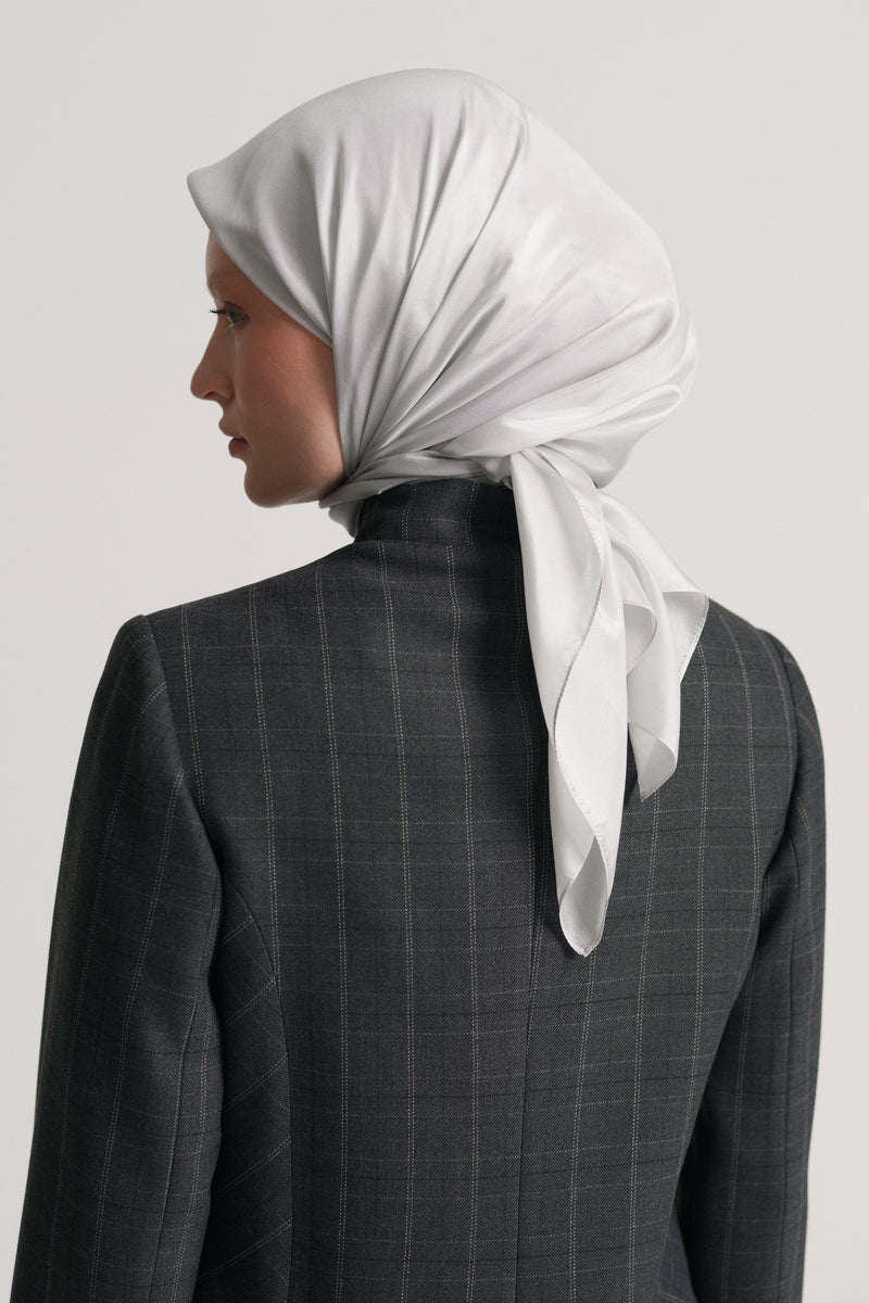 Plain 100% Voile Silk Scarf - Grey