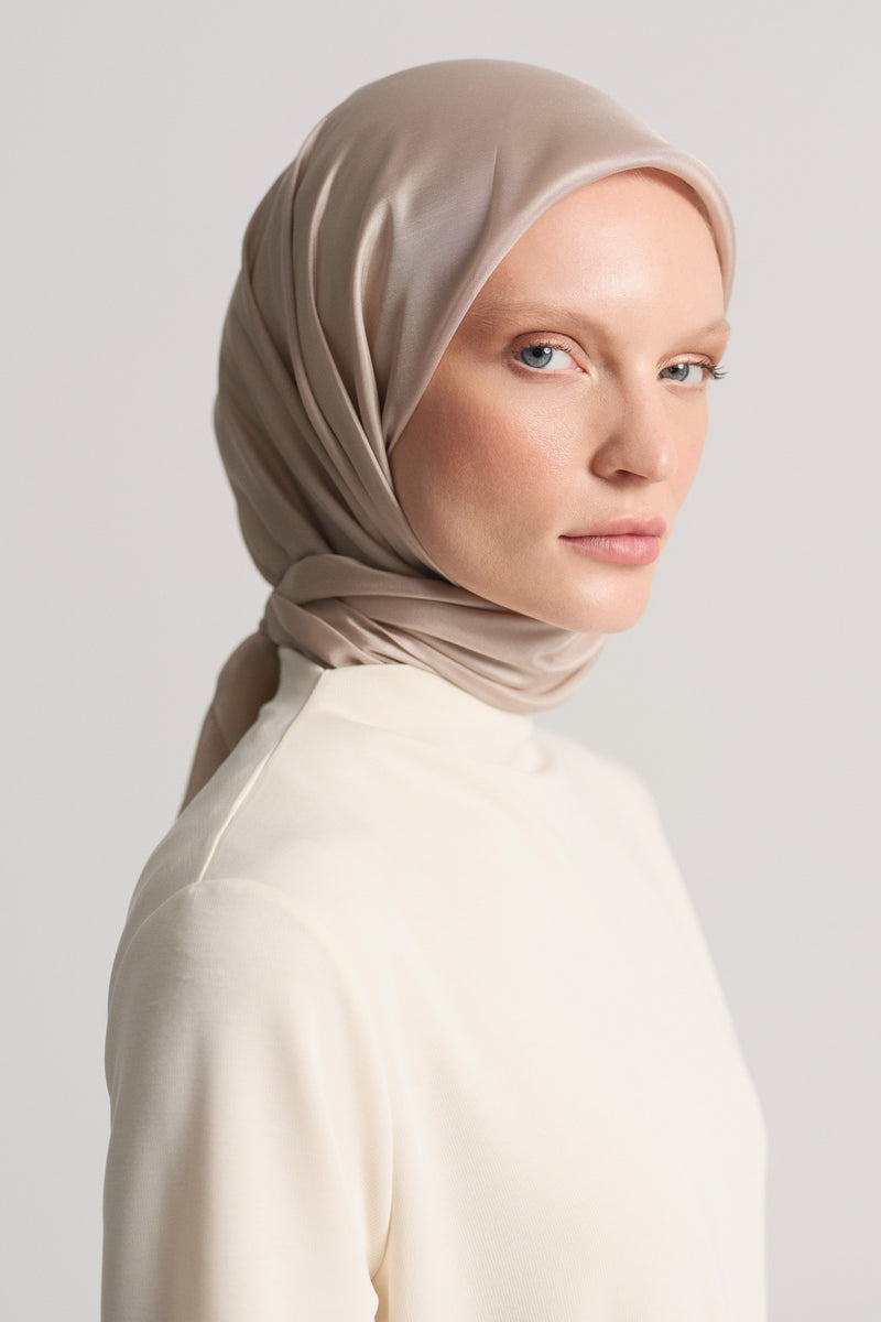 Plain 100% Voile Silk Scarf - Stone