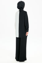 İki Renkli Aller Detaylı Tunik - Siyah - Ekru TUGBA