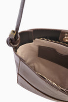 İnce Askılı Ortası Dikişli Çanta - Koyu Kahve TUGBA