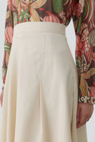 İnce Pile Detaylı Etek - Ekru TUGBA