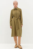 İncili Lazer Nakışlı Tunik - Haki TUGBA