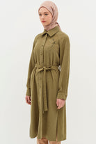 İncili Lazer Nakışlı Tunik - Haki TUGBA