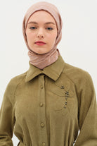 İncili Lazer Nakışlı Tunik - Haki TUGBA