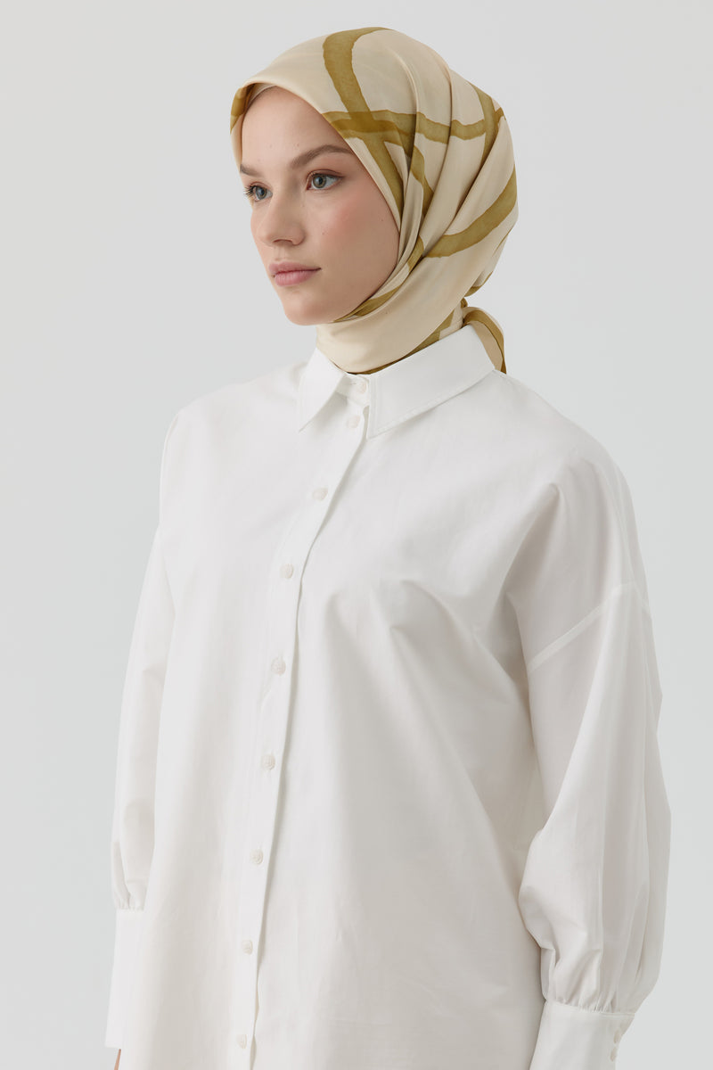 İnhina Twill İpek Eşarp - Krem TUGBA