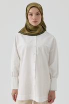 İnhina Twill İpek Eşarp - Olive TUGBA