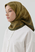 İnhina Twill İpek Eşarp - Olive TUGBA