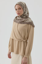 İzel Twill İpek Eşarp - Açık Kahve TUGBA