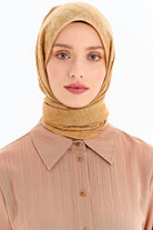 Çizik Desen Viskon Şal - Camel TUGBA