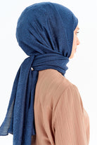 Balıksırtı Desen Viskon Şal - İndigo TUGBA