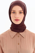 Geometrik Desen Viskon Şal - Kahve TUGBA