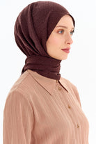 Geometrik Desen Viskon Şal - Kahve TUGBA