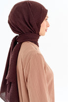 Geometrik Desen Viskon Şal - Kahve TUGBA