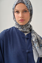 Japon Düğme Detaylı Simli Denim Ceket - İndigo TUGBA