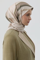 Kalın Çizgi Desenli Stil Eşarp - Bej TUGBA