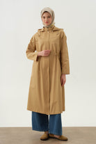 Kapüşonlu Cep Detaylı Kap - Camel TUGBA