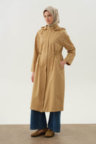 Kapüşonlu Cep Detaylı Kap - Camel TUGBA