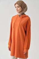 Kapüşonlu Garnili Sweat - Oranj TUGBA