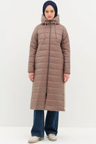 Kapüşonlu Kapitone Kaban - Vizon TUGBA