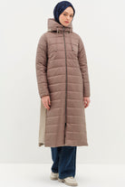 Kapüşonlu Kapitone Kaban - Vizon TUGBA