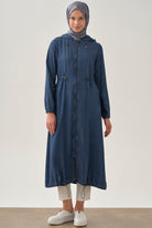 Kapüşonlu Lastik Detaylı Giy-Çık - İndigo TUGBA