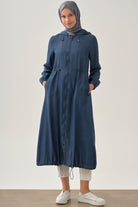 Kapüşonlu Lastik Detaylı Giy-Çık - İndigo TUGBA