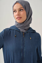 Kapüşonlu Lastik Detaylı Giy-Çık - İndigo TUGBA