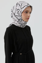 Karalama Desenli Eşarp - Bej TUGBA