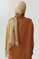 Kardelen Şifon İpek Şal - Açık Kahve TUGBA