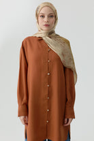 Kardelen Şifon İpek Şal - Açık Kahve TUGBA