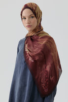 Kardelen Şifon İpek Şal - Bordo TUGBA