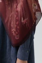 Kardelen Şifon İpek Şal - Bordo TUGBA