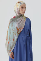 Kardelen Şifon İpek Şal - Gri TUGBA