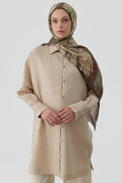 Kardelen Şifon İpek Şal - Kahve TUGBA