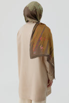 Kardelen Şifon İpek Şal - Kahve TUGBA