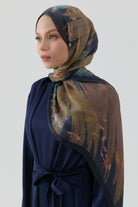 Kardelen Şifon İpek Şal - Lacivert TUGBA