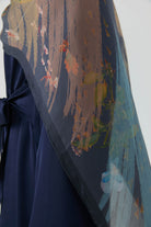 Kardelen Şifon İpek Şal - Lacivert TUGBA