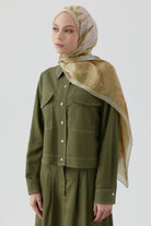 Kardelen Şifon İpek Şal - Olive TUGBA