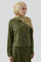 Kardelen Şifon İpek Şal - Olive TUGBA